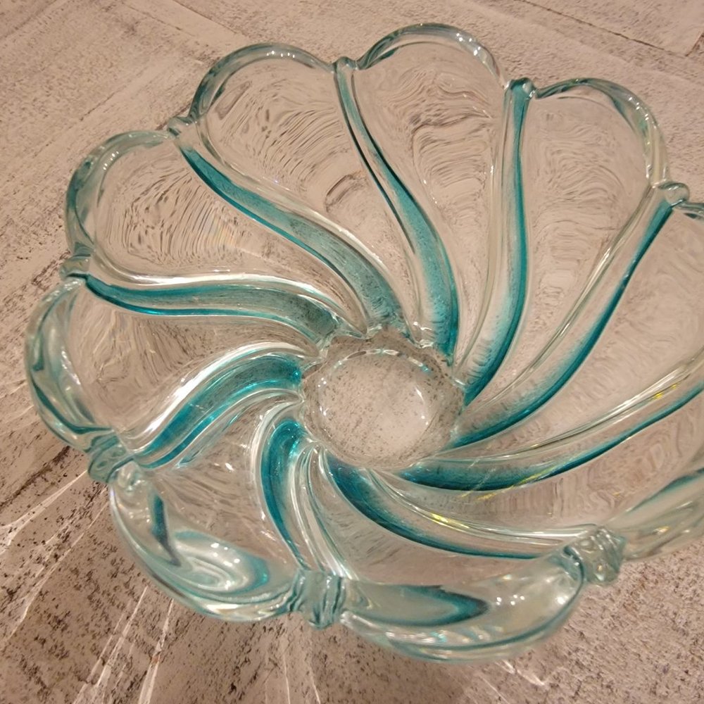 Vintage Mikasa Green "Peppermint Swirl" Oval Lead Crystal Candy Dish & Votive Se - Picture 4 of 5